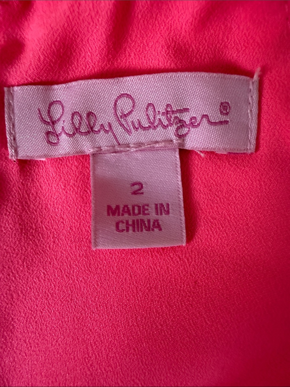 Lilly Pulitzer Hot Pink Sleeveless Dress with Cream Floral Trim - Picture 2 of 3